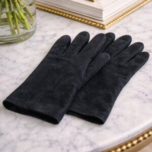 LORD & TAYLOR Cashmere Lined Black Suede Gloves